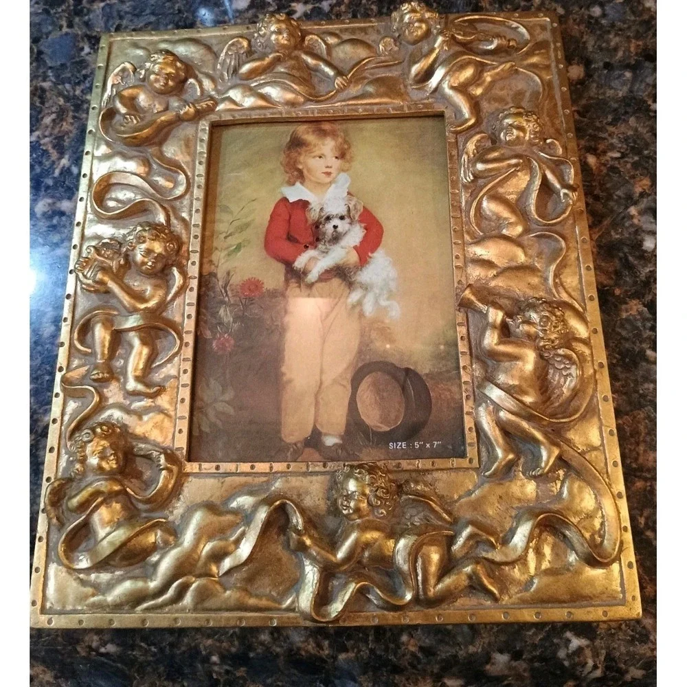 Vintage Gold Ornate Cherub Resin Picture Frame 5